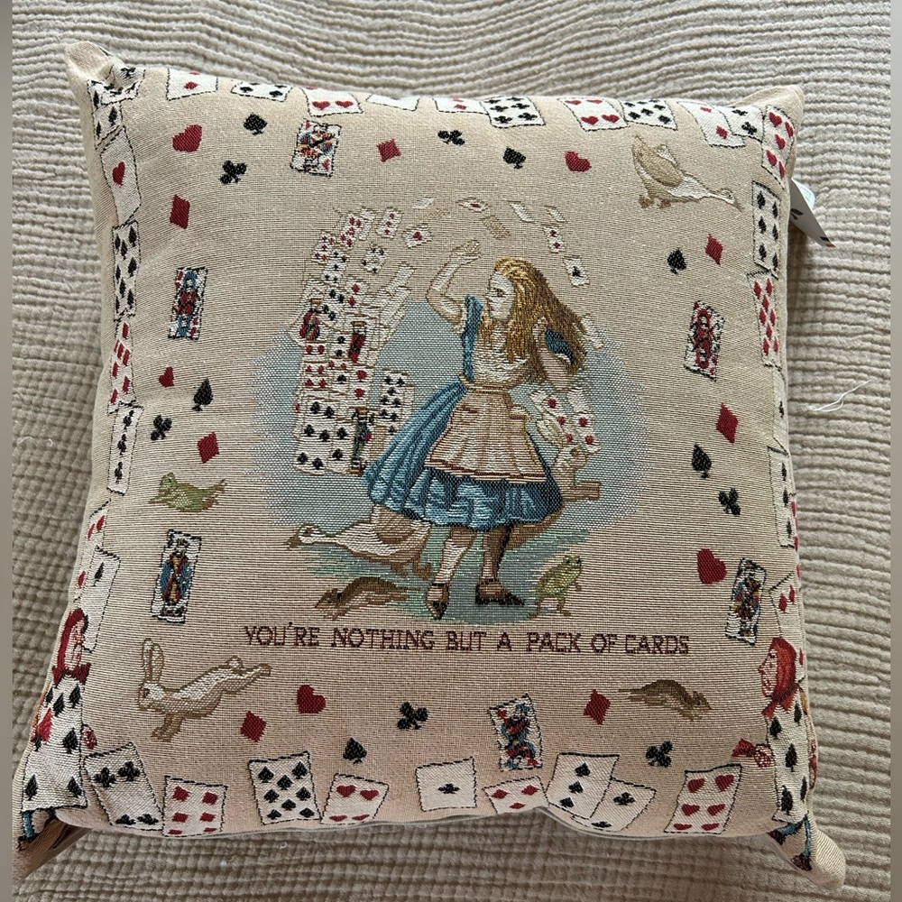 Alice In Wonderland ART DE LYS Woven French Tapestry Pillow With Insert. 19” NWT